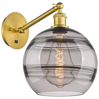 Innovations Lighting Rochester 12" High Satin Gold Adjustable Sconce With Light Smoke Shade