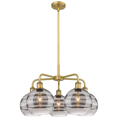 Innovations Lighting Rochester 26"w 5-light Brushed Brass Stem Chandelier W/ Smoke Shade