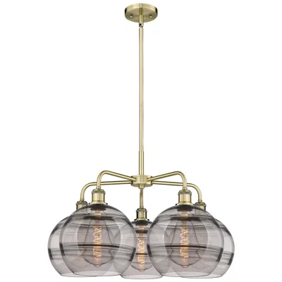 Innovations Lighting Rochester 28"w 5-light Antique Brass Stem Chandelier W/ Smoke Shade In Gold