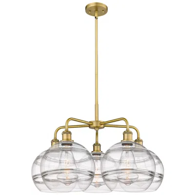 Innovations Lighting Rochester 28"w 5-light Brushed Brass Stem Chandelier W/ Clear Shade