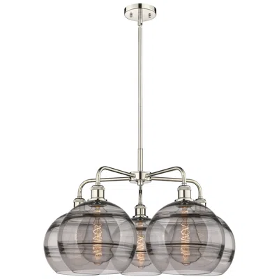 Innovations Lighting Rochester 28"w 5-light Polished Nickel Stem Chandelier W/ Smoke Shade In Silver