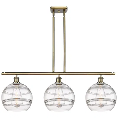 Innovations Lighting Rochester 36.5"w 3-light Antique Brass Stem Island Light W/ Clear Shad