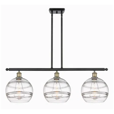 Innovations Lighting Rochester 36.5"w 3-light Black Brass Stem Island Light W/ Clear Shade