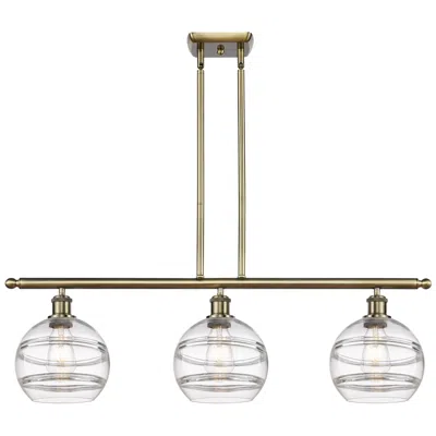 Innovations Lighting Rochester 36"w 3-light Antique Brass Stem Island Light W/ 8" Clea In Gray