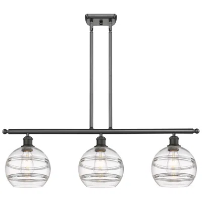 Innovations Lighting Rochester 36"w 3-light Oiled Bronze Stem Island Light W/ 8" Clear