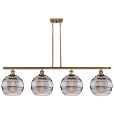 Innovations Lighting Rochester 48.25"w 4-light Brushed Brass Stem Island Light W/ Smoke Sha