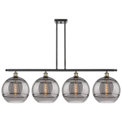 Innovations Lighting Rochester 50.25"w 4-light Black Brass Stem Island Light W/ Smoke Shade