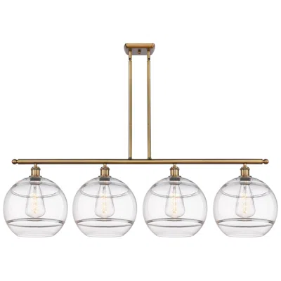 Innovations Lighting Rochester 50.25"w 4-light Brushed Brass Stem Island Light W/ Clear Sha
