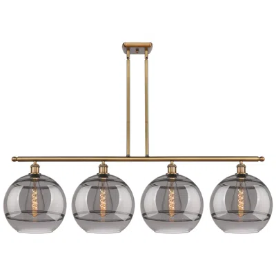 Innovations Lighting Rochester 50.25"w 4-light Brushed Brass Stem Island Light W/ Smoke Sha