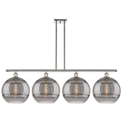 Innovations Lighting Rochester 50.25"w 4-light Polished Nickel Stem Island Light W/ Smoke S In Multi