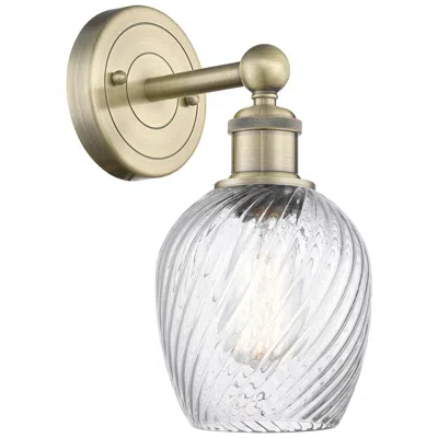 Innovations Lighting Salina 11.5"high Antique Brass Sconce With Clear Spiral Fluted Shade