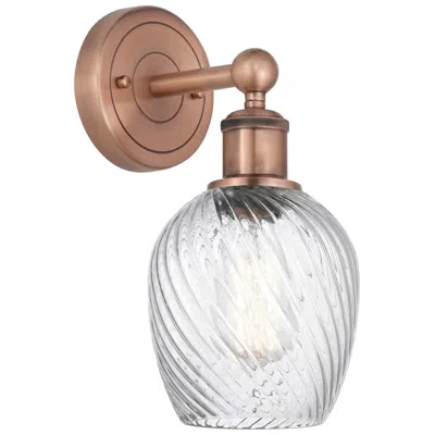 Innovations Lighting Salina 11.5"high Antique Copper Sconce With Clear Spiral Fluted Shade
