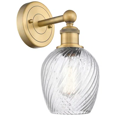 Innovations Lighting Salina 11.5"high Brushed Brass Sconce With Clear Spiral Fluted Shade
