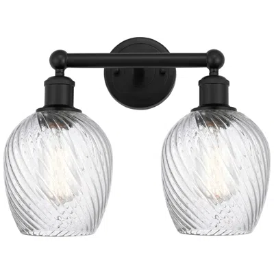 Innovations Lighting Salina 14" 2-light Matte Black Bath Light W/ Spiral Fluted Shade