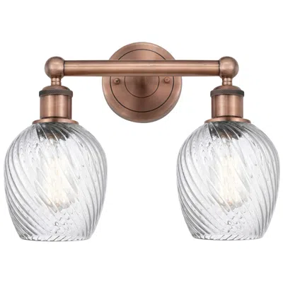 Innovations Lighting Salina 14"w 2 Light Antique Copper Bath Light With Spiral Fluted Shade