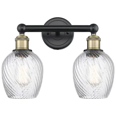 Innovations Lighting Salina 14"w 2 Light Black Antique Brass Bath Light With Spiral Fluted