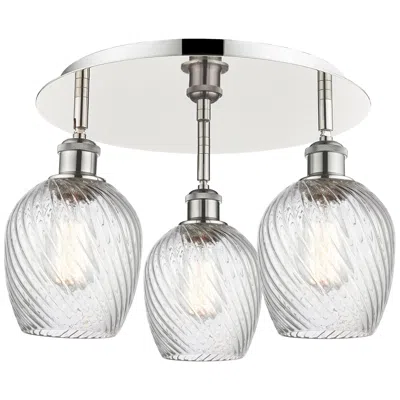 Innovations Lighting Salina 16.75"w 3 Light Polished Nickel Flush Mount W/ Spiral Fluted Sh