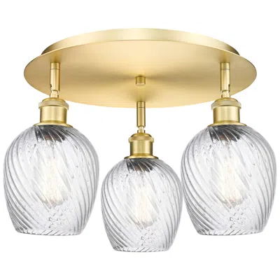 Innovations Lighting Salina 16.75"w 3 Light Satin Gold Flush Mount W/ Spiral Fluted Glass S