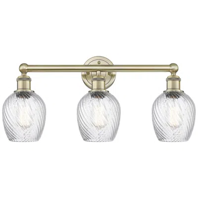 Innovations Lighting Salina 23"w 3 Light Antique Brass Bath Light With Clear Spiral Fluted