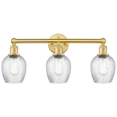Innovations Lighting Salina 23"w 3 Light Satin Gold Bath Light With Clear Spiral Fluted Sha