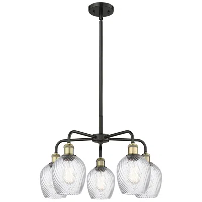 Innovations Lighting Salina 23"w 5 Light Black Brass Stem Hung Chandelier W/ Spiral Fluted