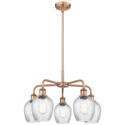 Innovations Lighting Salina 23"w 5 Light Copper Stem Hung Chandelier With Spiral Fluted Sha