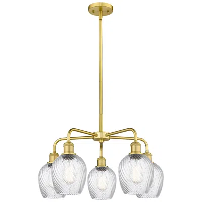 Innovations Lighting Salina 23"w 5 Light Satin Gold Stem Hung Chandelier W/ Spiral Fluted S