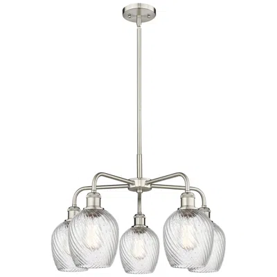 Innovations Lighting Salina 23"w 5 Light Satin Nickel Stem Chandelier W/ Spiral Fluted Shad
