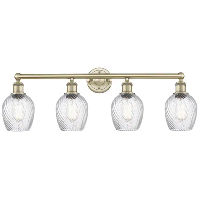 Innovations Lighting Salina 32"w 4 Light Antique Brass Bath Light With Clear Spiral Fluted