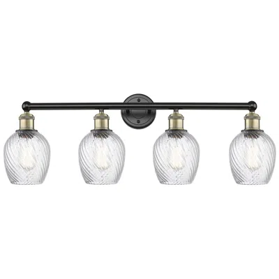 Innovations Lighting Salina 32"w 4 Light Black Antique Brass Bath Light With Spiral Fluted