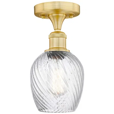 Innovations Lighting Salina 5" Wide Satin Gold Flush Mount With Clear Spiral Fluted Glass S
