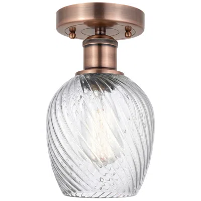 Innovations Lighting Salina 5"w Antique Copper Flush Mount With Clear Spiral Fluted Glass S