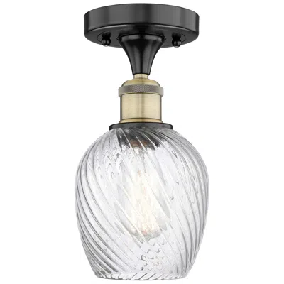 Innovations Lighting Salina 5"w Black Antique Brass Flush Mount W/ Spiral Fluted Glass Shad