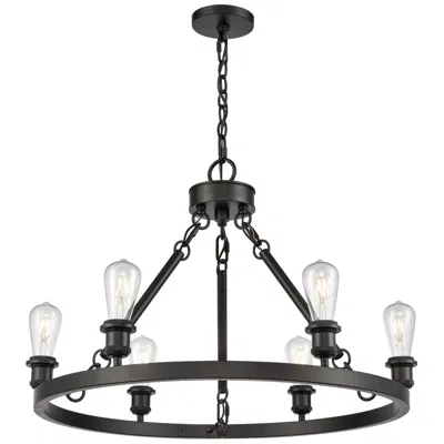 Innovations Lighting Saloon 30" Black Ring Chandelier