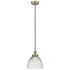 Innovations Lighting Seneca Falls 10" Antique Brass Mini Pendant W/ Clear Halophane Shade In Gold