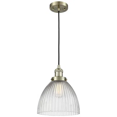 Innovations Lighting Seneca Falls 9.5" Wide Antique Brass Corded Mini Pendant W/ Halophane