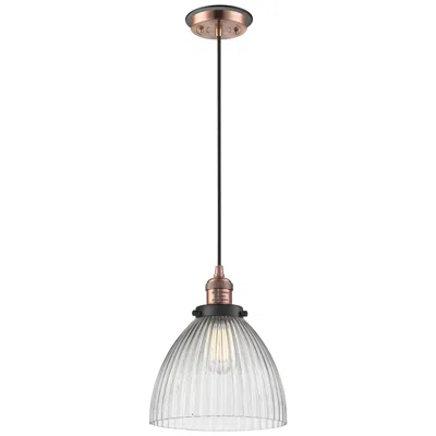 Innovations Lighting Seneca Falls 9.5" Wide Copper Corded Mini Pendant W/ Clear Halophane S