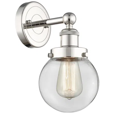 Innovations Lighting Small Beacon 2.25" High Polished Nickel Sconce With Clear Shade In Gray