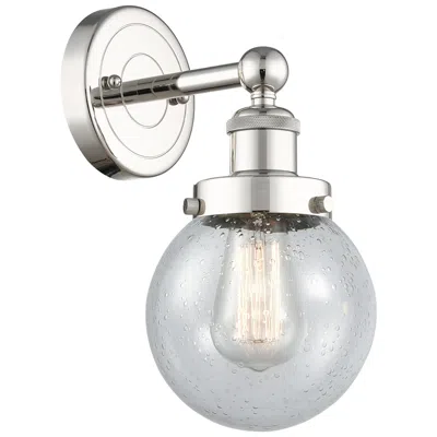 Innovations Lighting Small Beacon 2.25" High Polished Nickel Sconce With Seedy Shade In Gray