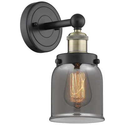 Innovations Lighting Small Bell 10"high Black Antique Brass Sconce With Plated Smoke Shade