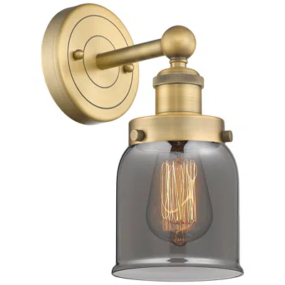 Innovations Lighting Small Bell 10"high Brushed Brass Sconce With Plated Smoke Shade