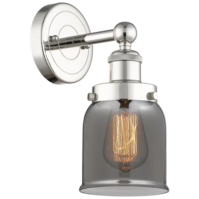 Innovations Lighting Small Bell 10"high Polished Nickel Sconce With Plated Smoke Shade In Gray