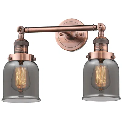 Innovations Lighting Small Bell 16" 2-light Antique Copper Tiltable Bath Light W/ Smoke Sha