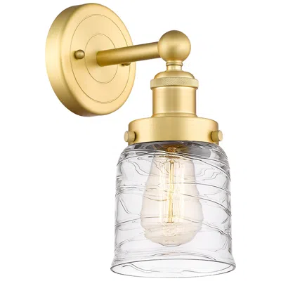 Innovations Lighting Small Bell 2.25" High Satin Gold Sconce With Deco Swirl Shade