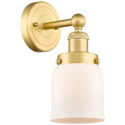Innovations Lighting Small Bell 2.25" High Satin Gold Sconce With Matte White Shade