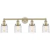 Innovations Lighting Small Bell 33.5"w 4 Light Antique Brass Bath Light With Deco Swirl Sha In Gold