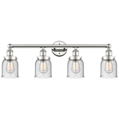 Innovations Lighting Small Bell 33.5"w 4 Light Polished Nickel Bath Light With Seedy Shade