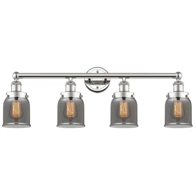 Innovations Lighting Small Bell 33.5"w 4 Light Polished Nickel Bath Light With Smoke Shade
