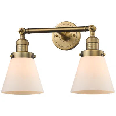 Innovations Lighting Small Cone 16" 2-light Brushed Brass Tiltable Bath Light W/ White Shad