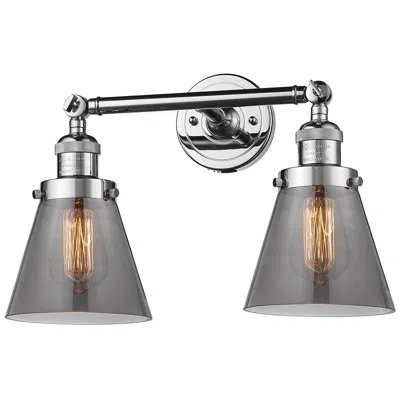 Innovations Lighting Small Cone 16" 2-light Chrome Tiltable Bath Light W/ Smoke Shade